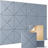 Vista 36 de Sonicism Paquete de 12 paneles acústicos de pared autoadhesivos, paneles de espuma a prueba de sonido de 12 x 12 x 0.4 pulgadas, paneles decorativos