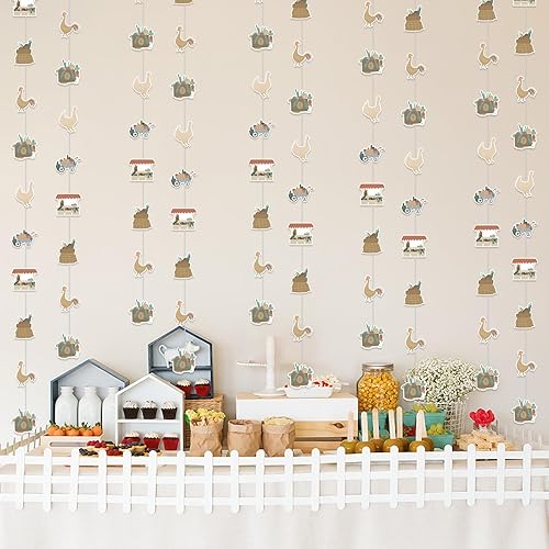 Miniatura 3 de Cheereveal Guirnalda de serpentinas con temática de mercado de agricultores, retro cultivado localmente, para jardinero, colgantes de techo, para