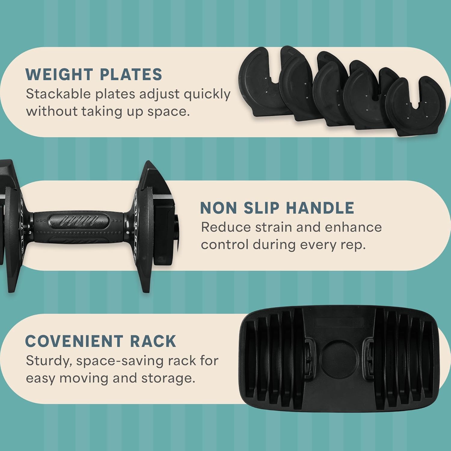 Triform Max 90 lb Single Adjustable Dumbbell – Replaces Full Dumbbell Set, 16 Weights, Quick Twist Adjust, Anti-Slip Handle for Home Gym Strength Training
