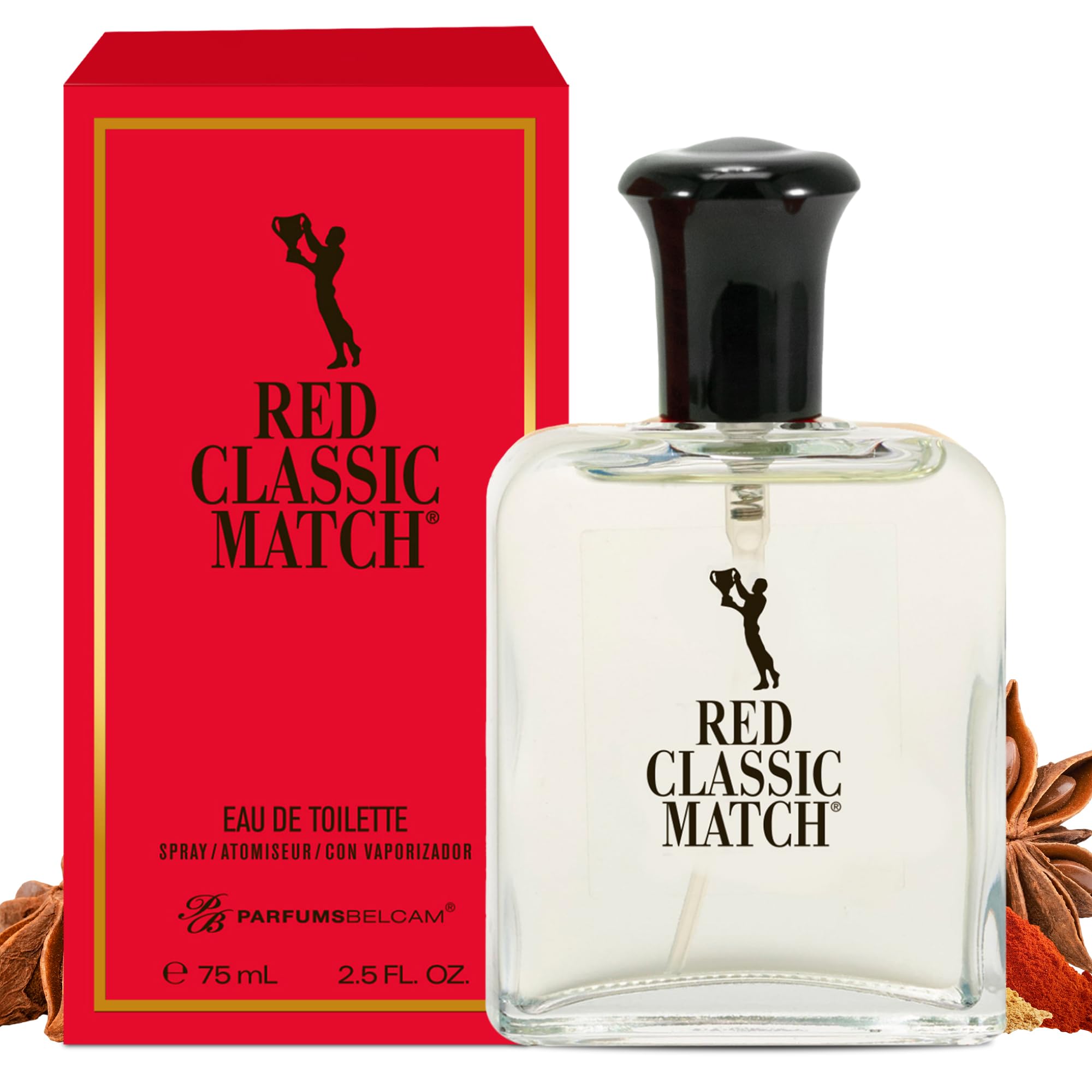 Red Classic Match Eau de Toilette - Spicy Woody Amber Fragrance for Men, Long-Lasting Masculine Scent, Affordable Cologne Alternative, Signature Fragrance - 2.54 Fl Oz