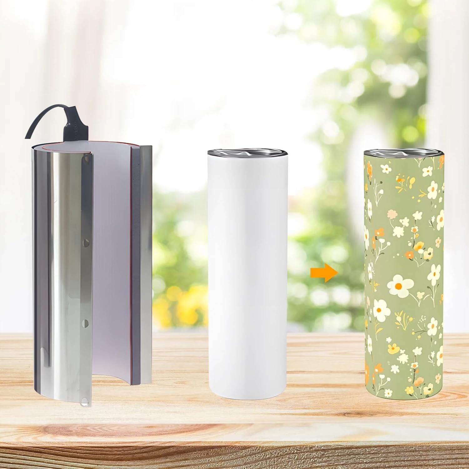 20 Oz Tumbler Heat Press Attachment for Sublimation, Metal Edge Design, Seamless Setup, Compatible with 5-in-1 Heat Press Machines
