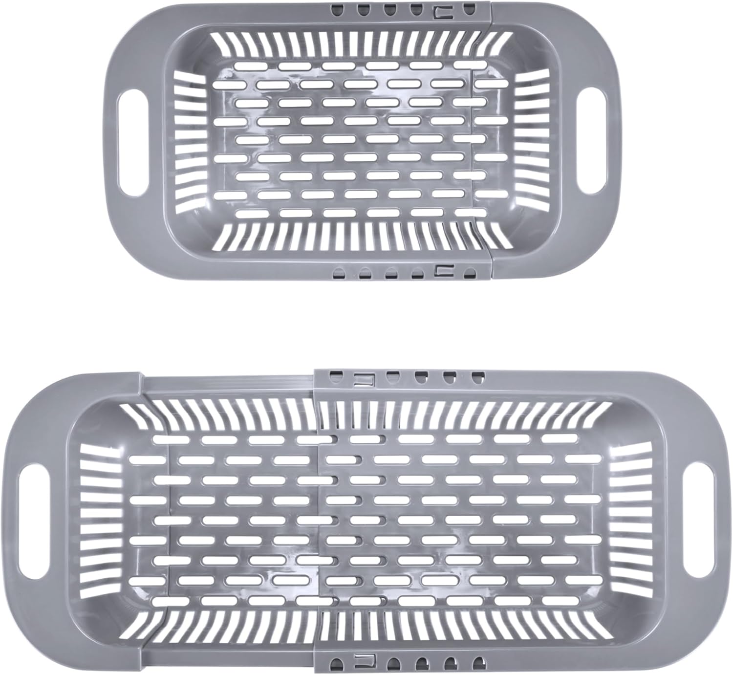 Nourished Essentials Over The Sink Strainer Colander 13 inch - Multi-Purpose Sink Colander for Kitchen Sink for Efficient Food Preparation - Ideal for Rinsing, Draining, Thawing, and Drying - Grey Gray