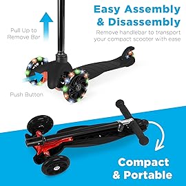 Best Choice Products Kids Mini Kick Scooter Toy w/Light-Up Wheels, Height Adjustable T-Bar, Foot Break - Black
