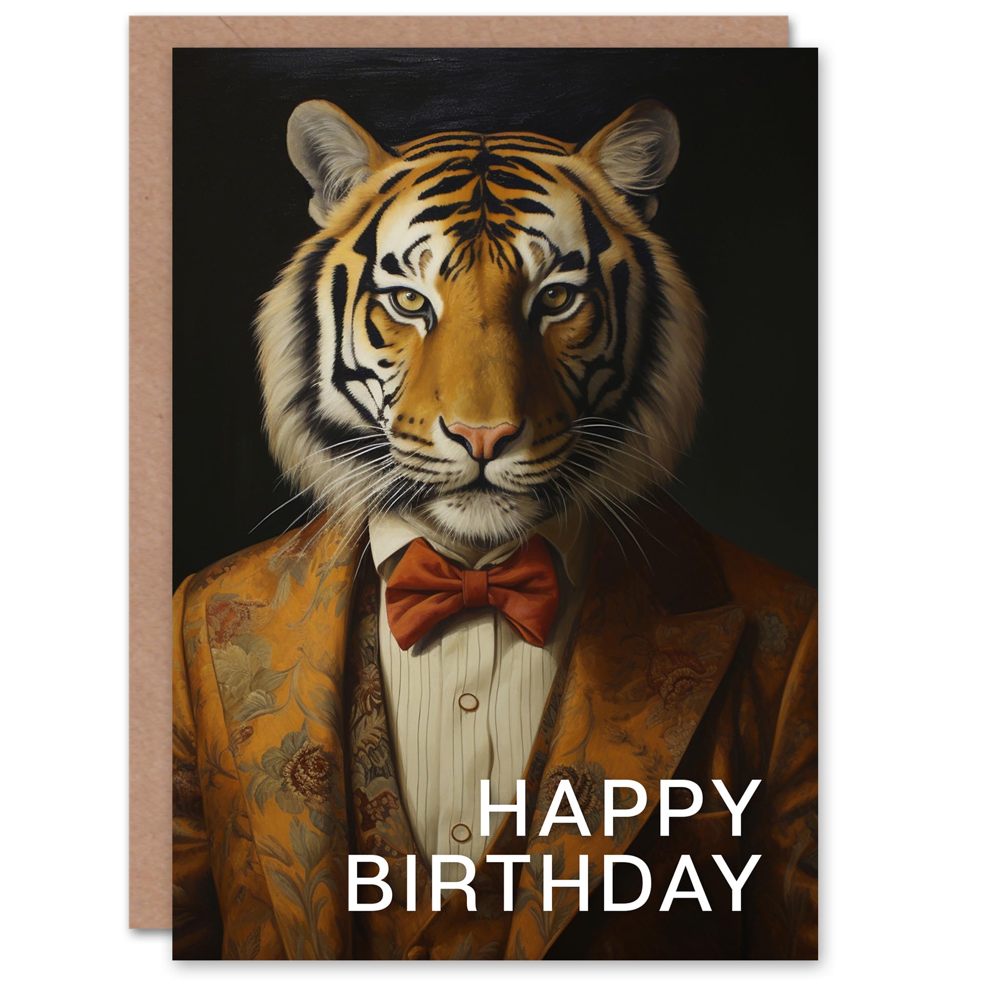 Artery8 Birthday Greeting Card Classy Tuxedo Boss Tiger For Him
