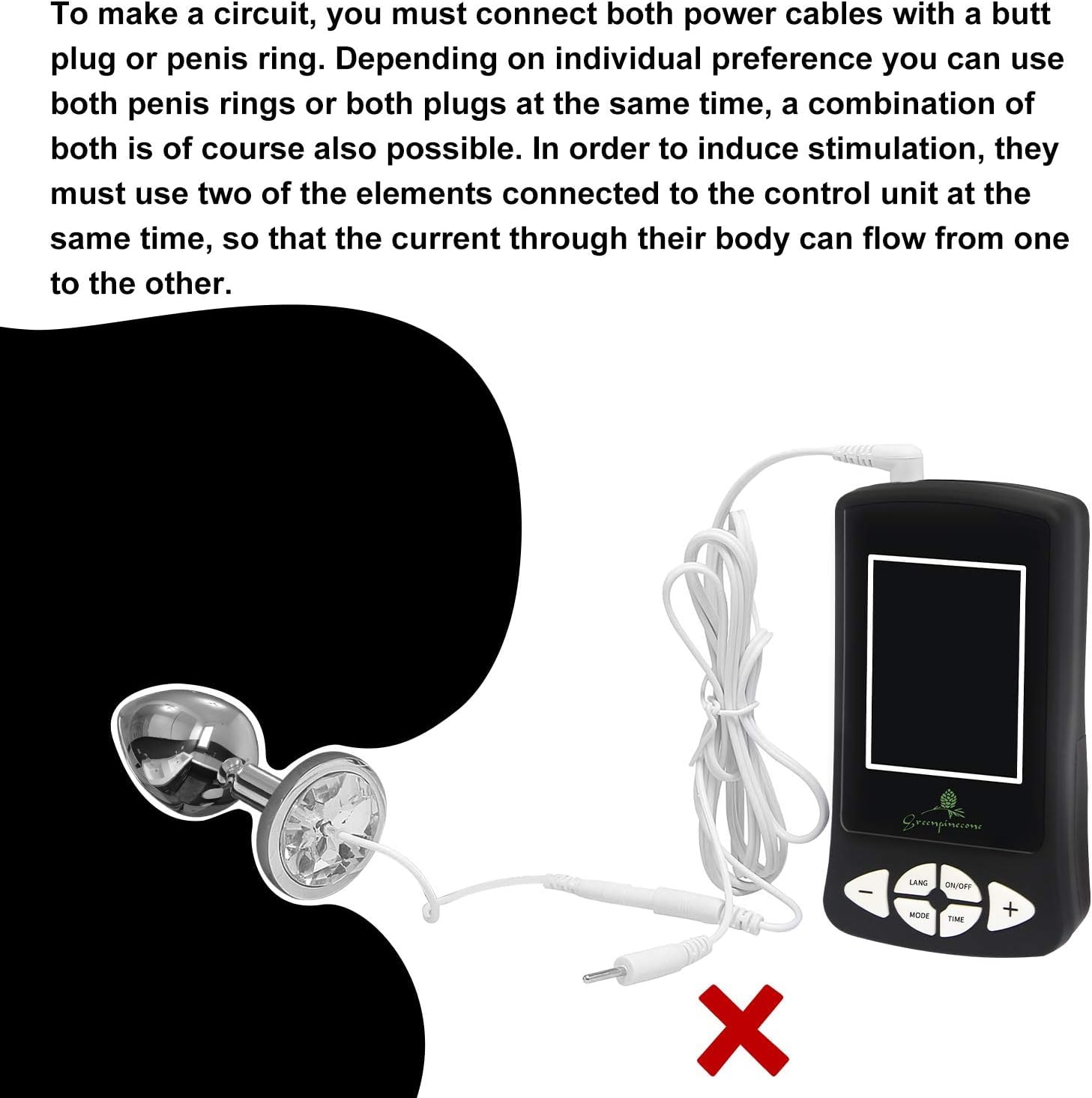Set con coppia di eleganti plug anali elettrici da 32 mm e 25 mm, sex toy per elettrostimolazione, con 2 cock ring