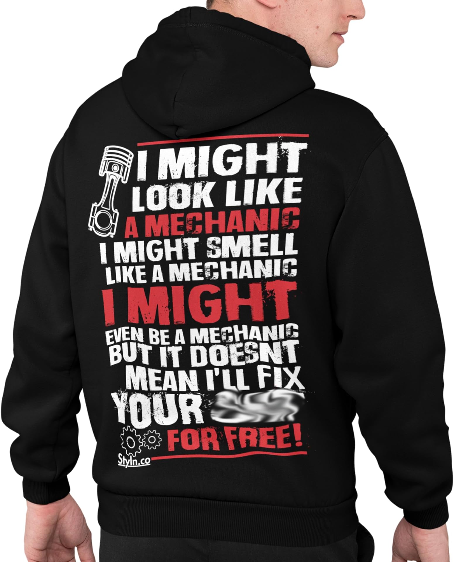 STYLN Long Sleeve Hooded Sweatshirt | Adult Unisex Automotive Enthusiasts Car Truck Bike Racing Funny Hoodie Sweatshirt