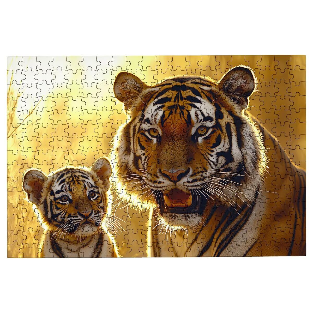 Puzzle 2000 sztuk dla dorosłych tygrys, puzzle zwierzęce, puzzle 2000 sztuk dla dorosłych, drewniane puzzle z pudełkiem na prezent rozmiar 99 x 70 cm, wyzwanie puzzle dla całej rodziny, prezent dla