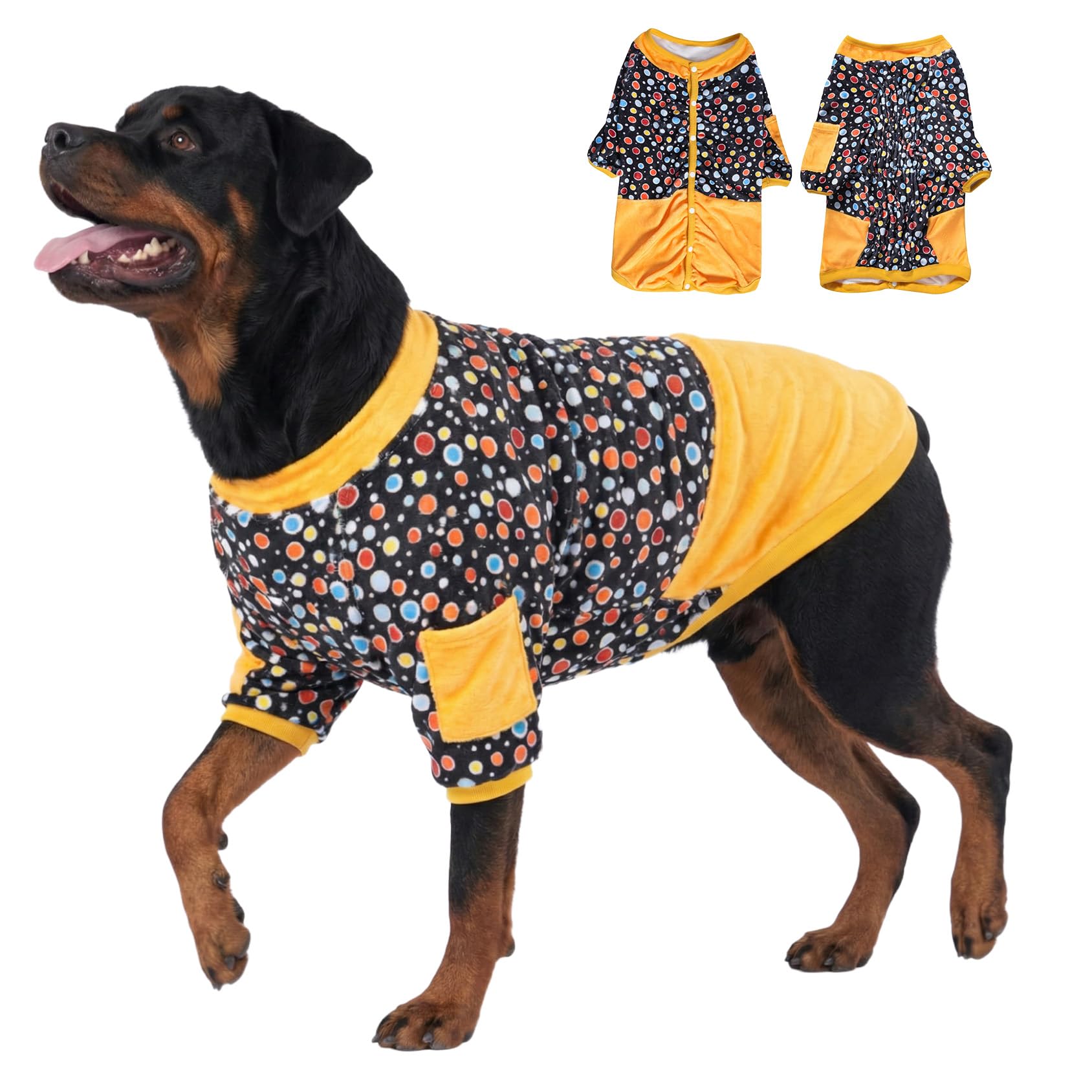 LovinPet Große Hundepullover: verbesserte Passform, leichte Flanell-Hunde-Winterbekleidung, hautfreundlicher Stoff, leuchtet im Dunkeln, schwarze Drucke, Hundekleidung für kleine Hunderassen