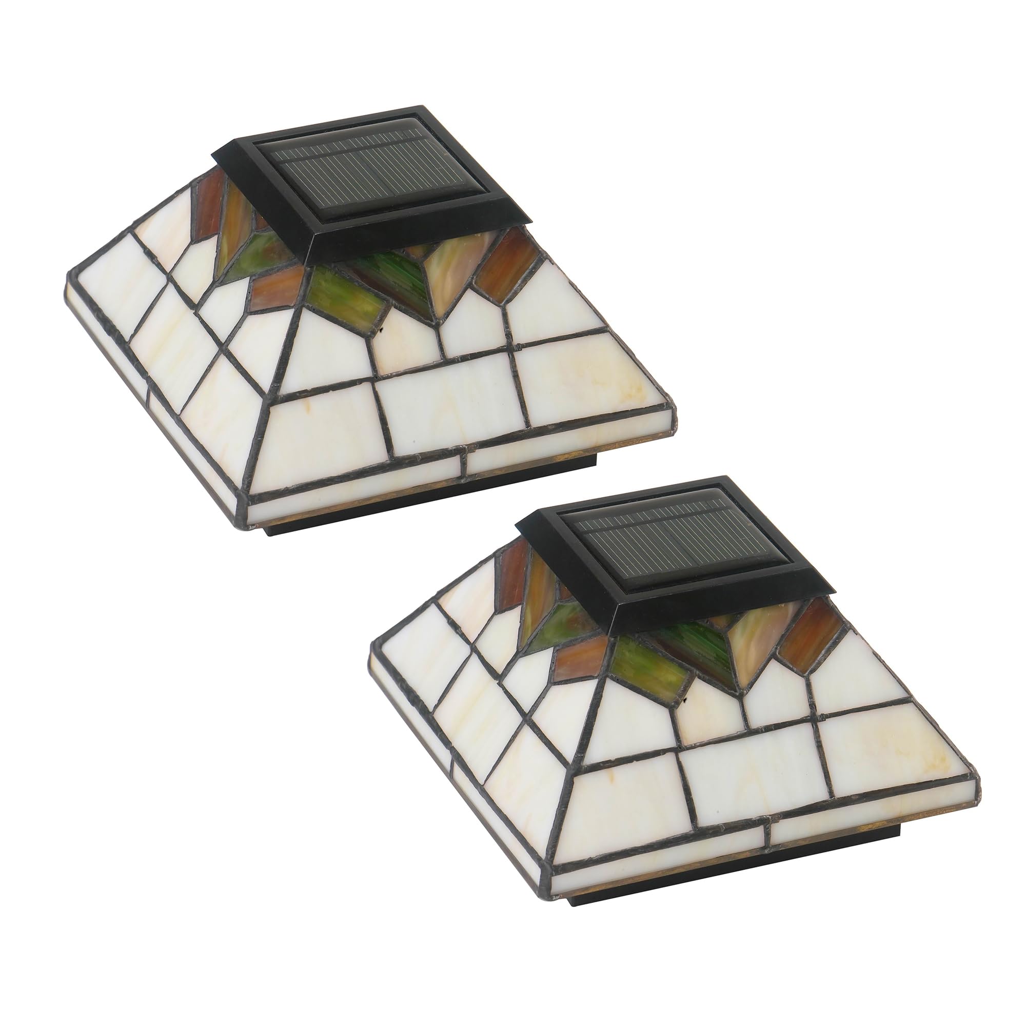 Classy Caps Wellington Solar Post Cap, Model WG322, 2 Pack, Stained Glass - High Performance, Energy Efficient, Weather-Resistant, Outdoor Solar