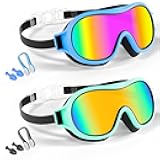 Aegend 2 Pack Swim goggles for Kids 3-15, Anti-Fog Anti-UV Wide Vision Waterproof, No leak Swimming goggles for Boys Girls