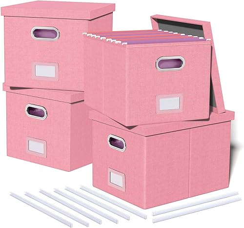 Vista 50 de Organizador de archivos en paquete de 2, caja archivadora portátil con tapa, compatible con carpetas tamaño carta/legal, organizador de documentos