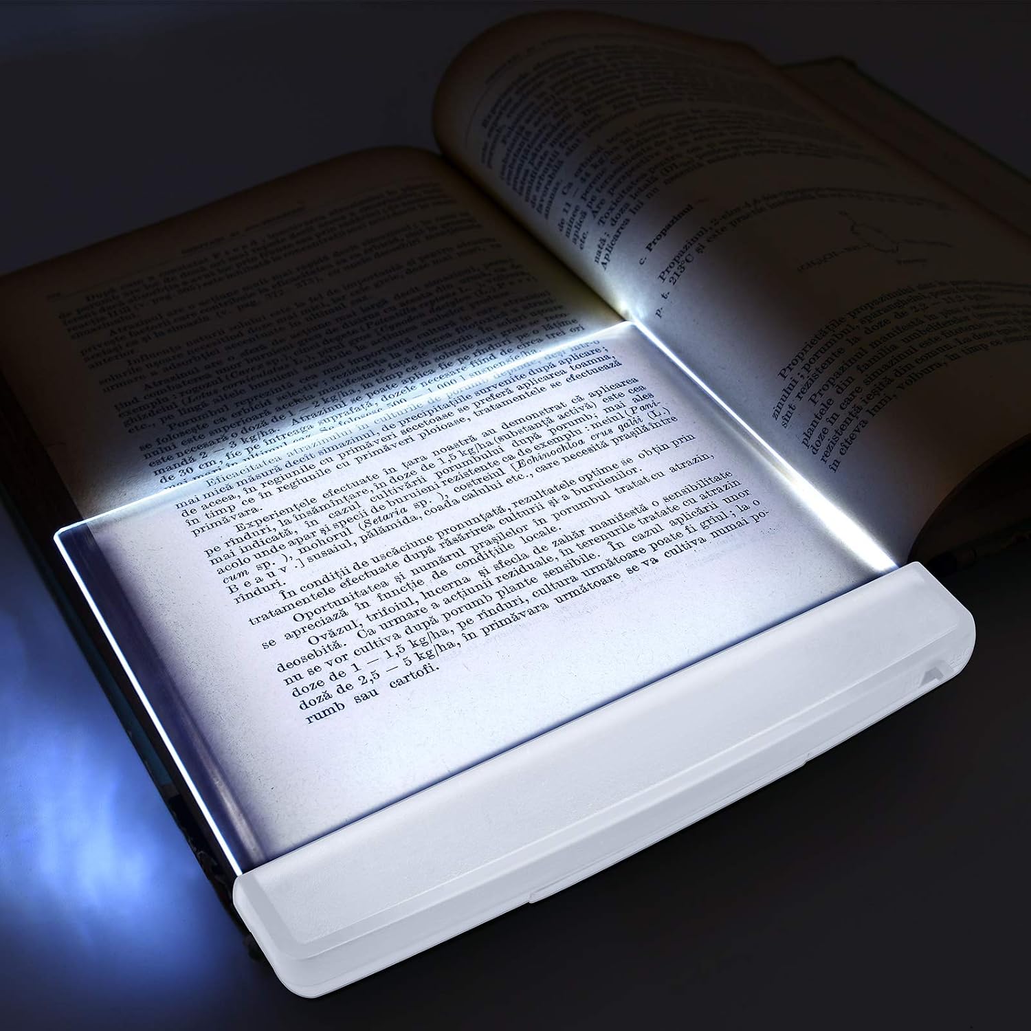 Outus 2 Pieces Flat Book Lights LED Reading Light Clear Night Lights Reading Lamp Book Light Page Portable Bookmark Light for Reading in Bed (Black, White,Classic Style)