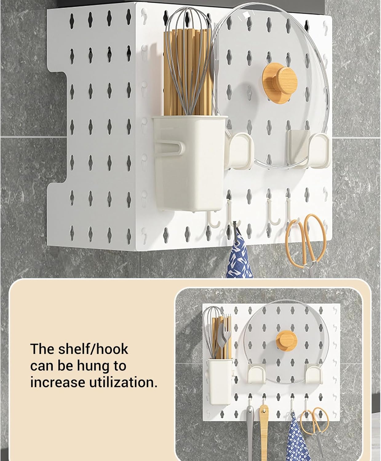 NonPerforated Pegboard Wall Mounted Display for Kitchen Gas Water Heater Shielding and Organization (Large Size)
