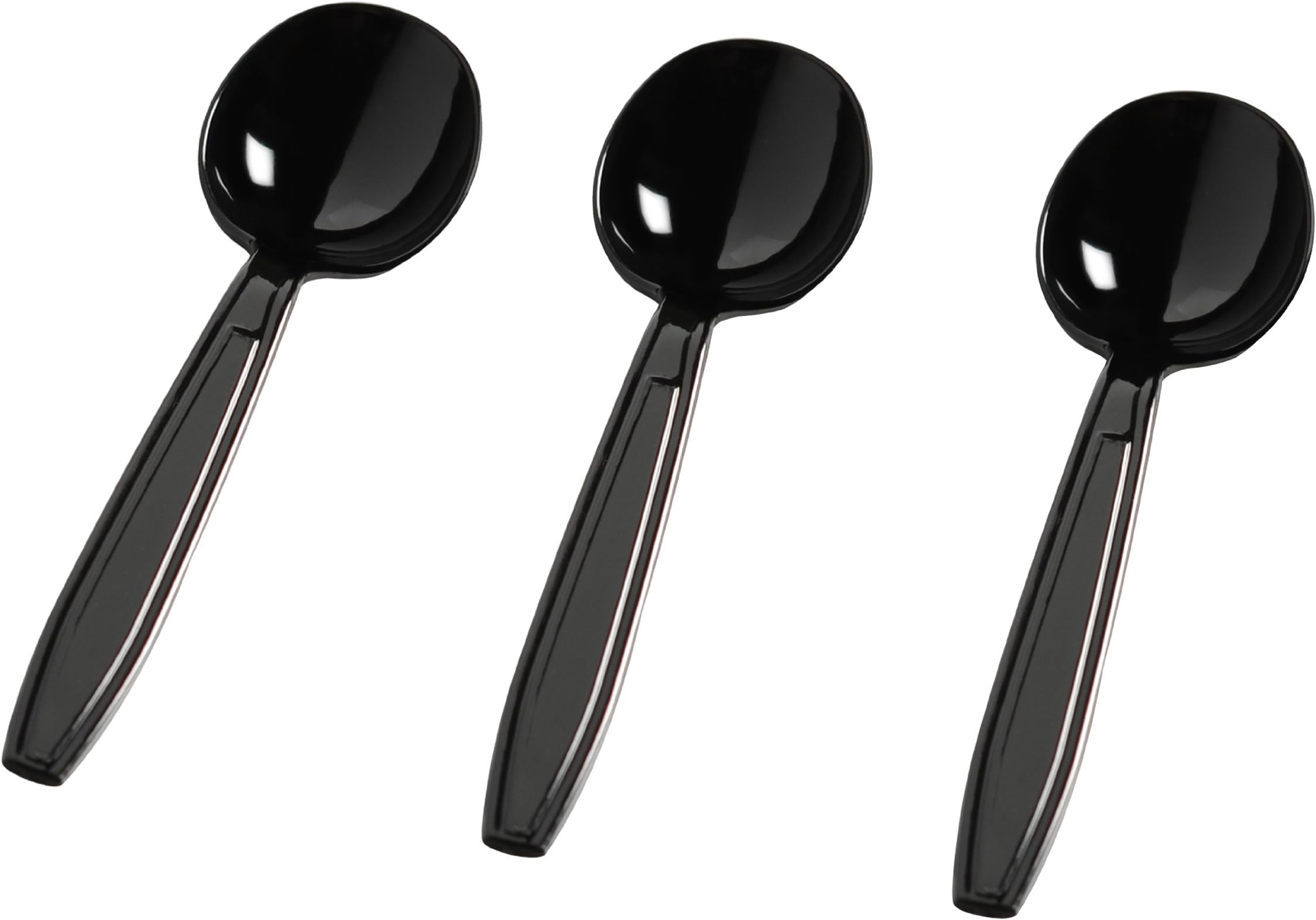 Fineline Settings Disposable Plastic Black | Flairware Collection | Pack of 50 Soup Spoon, 9.50 Inches