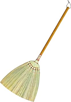 Asian Broom 46 inch - Straw Soft Sweep - Long Handle for Cleaning, Decoration, Wedding-Natural Whisk for House, Garage, Office,Kitchen - Indoor Grass Broom