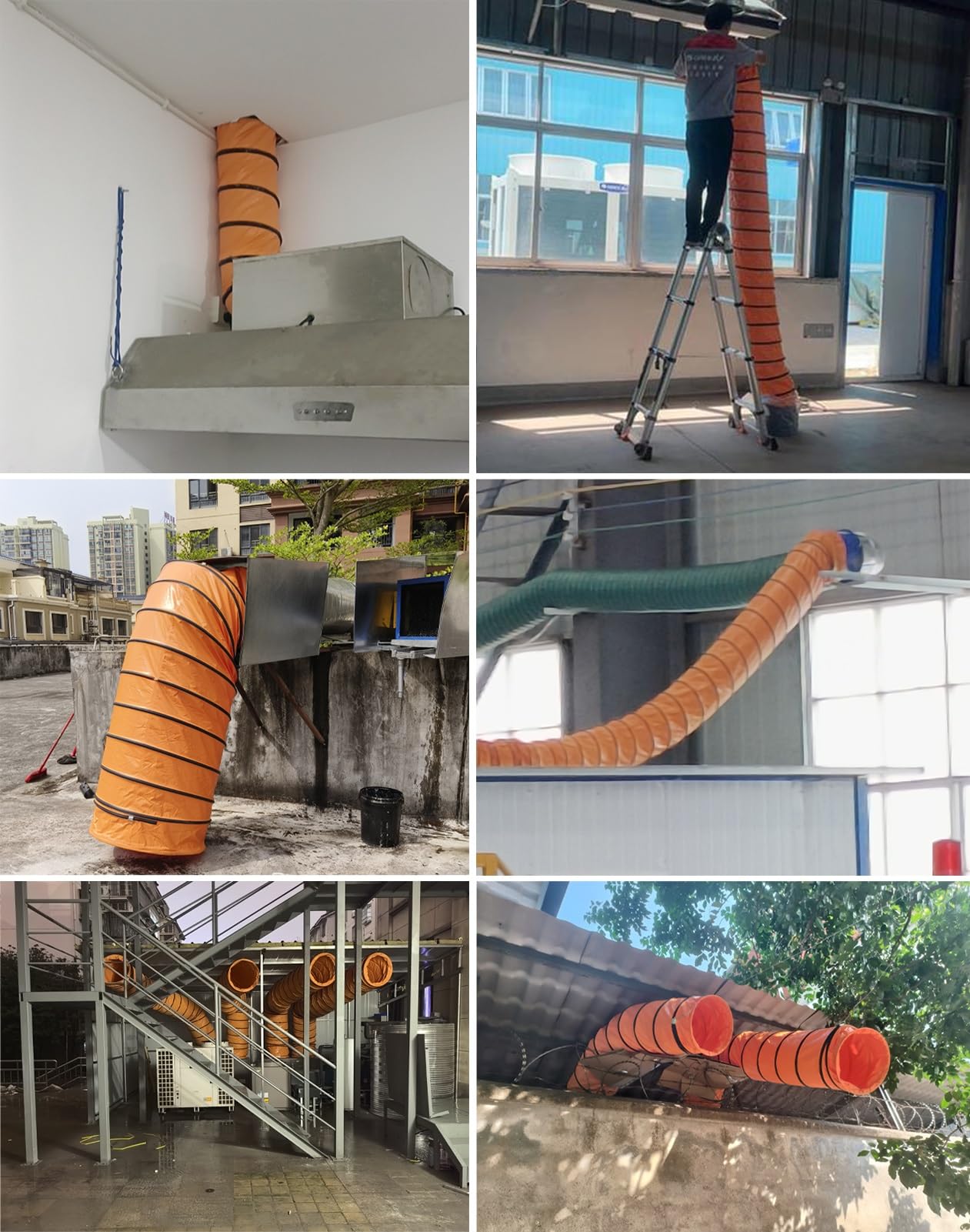Tubo flessibile regolabile per ventilazione HVAC, cucina/ristorante, tubo di sfiato per ventilatori di scarico, diametro 450 mm, lunghezza 2 m / 6.6ft