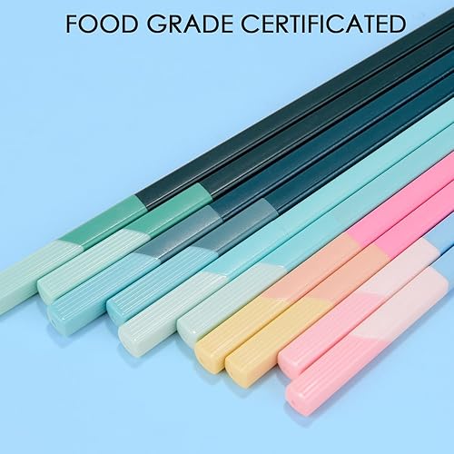 Vista 3 de Palillos reutilizables aptos para lavavajillas, juego de 5 pares de GLAMFIELDS, 9.5 pulgadas, palillos premium para sushi, ramen, cocina asiática