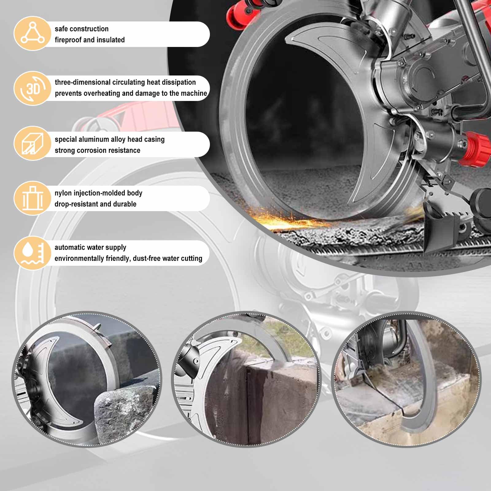 Betonringkreissäge, Wandfräsmaschine, bürstenloser Hochfrequenz-Elektro-Betonschneider, 3000 U/min, für Bauarbeiten und Renovierungen