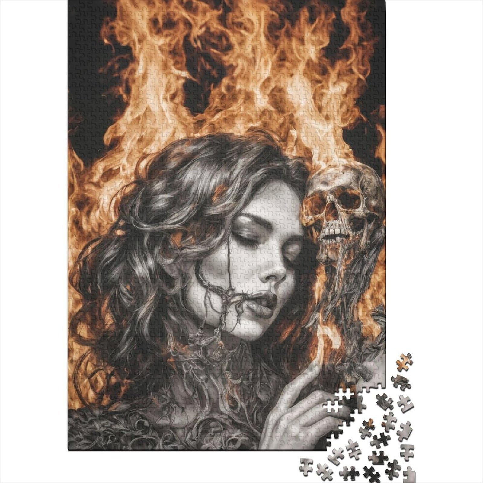 Fire Skull Jigsaw Puzzle for Adults 1000 Piece Focus Decor nan — image 1