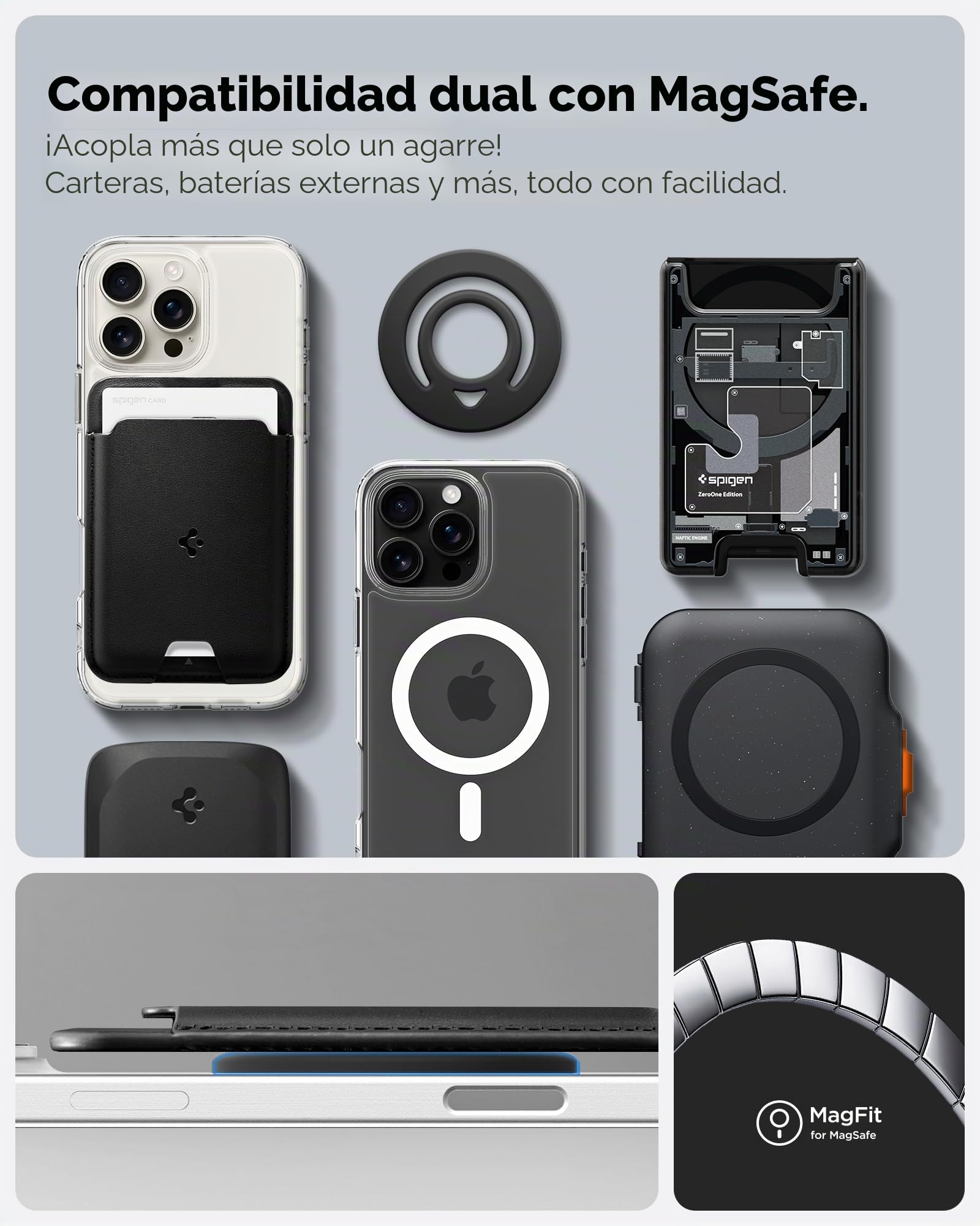 Spigen Dual Pop MagFit Soporte Móvil [Anillo Magnético de Silicona], Compatible con Accesorios MagSafe, iPhone 17 17e 16 15 14 13 Pro MAX Air, PixelSnap Pixel 10 9a, Samsung S26 Ultra - Negro
