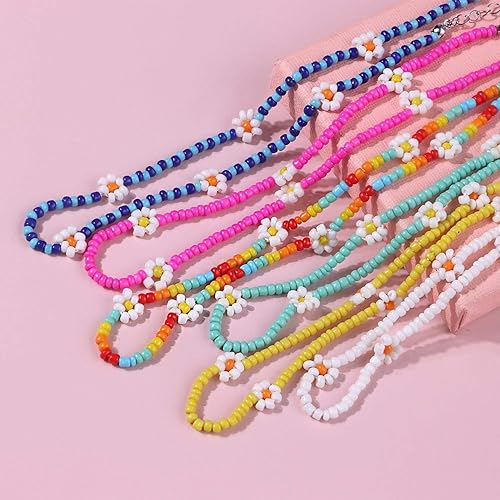 Miniatura 3 de Gargantilla con cuentas de margarita bohemia para mujer, hecha a mano, lindo collar de semillas de verano, playa, collar de clavícula, gargantilla