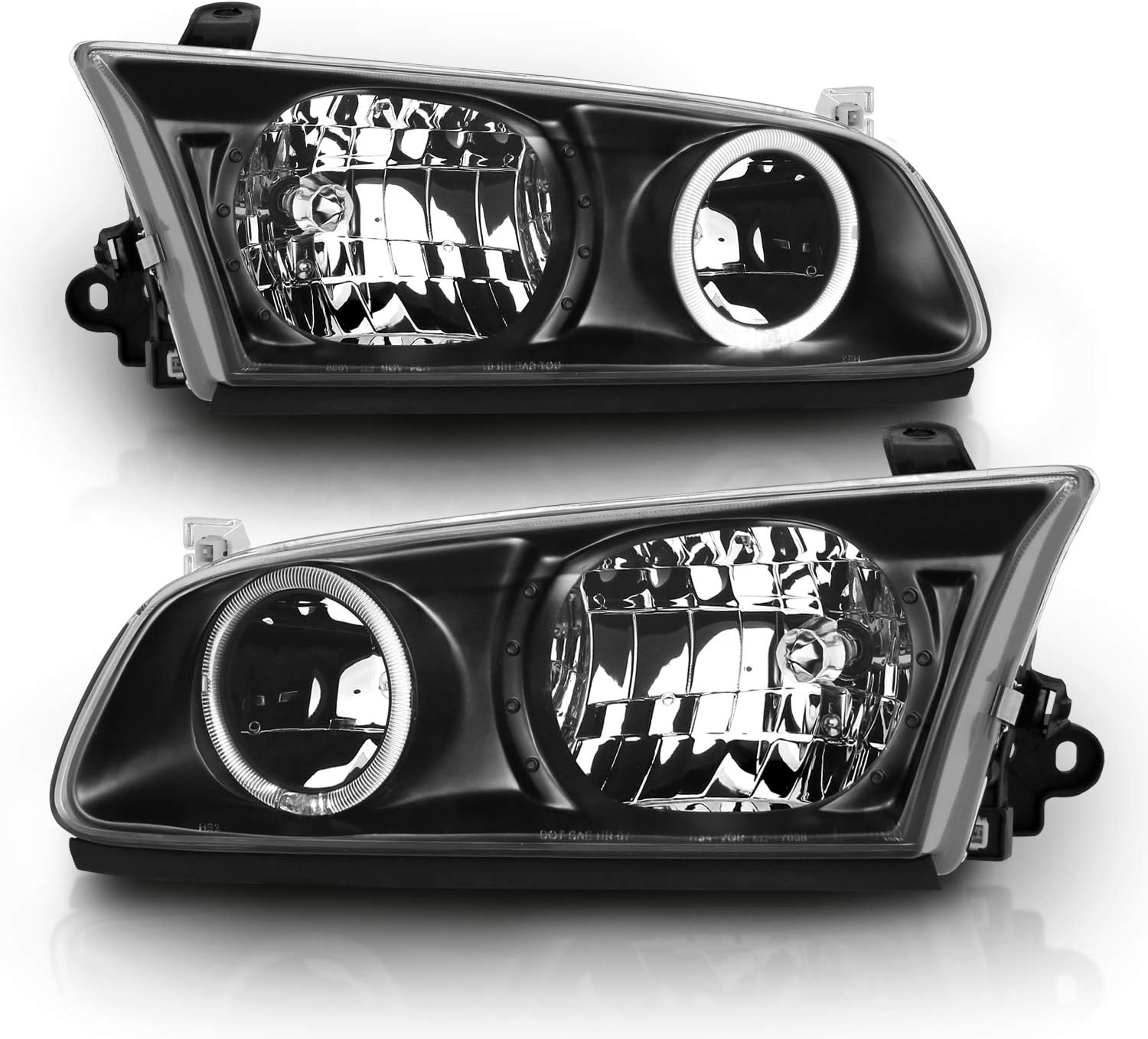 AmeriLite Black Replacement Headlights LED Halo Set For Toyota Camry - Passenger and Driver Side