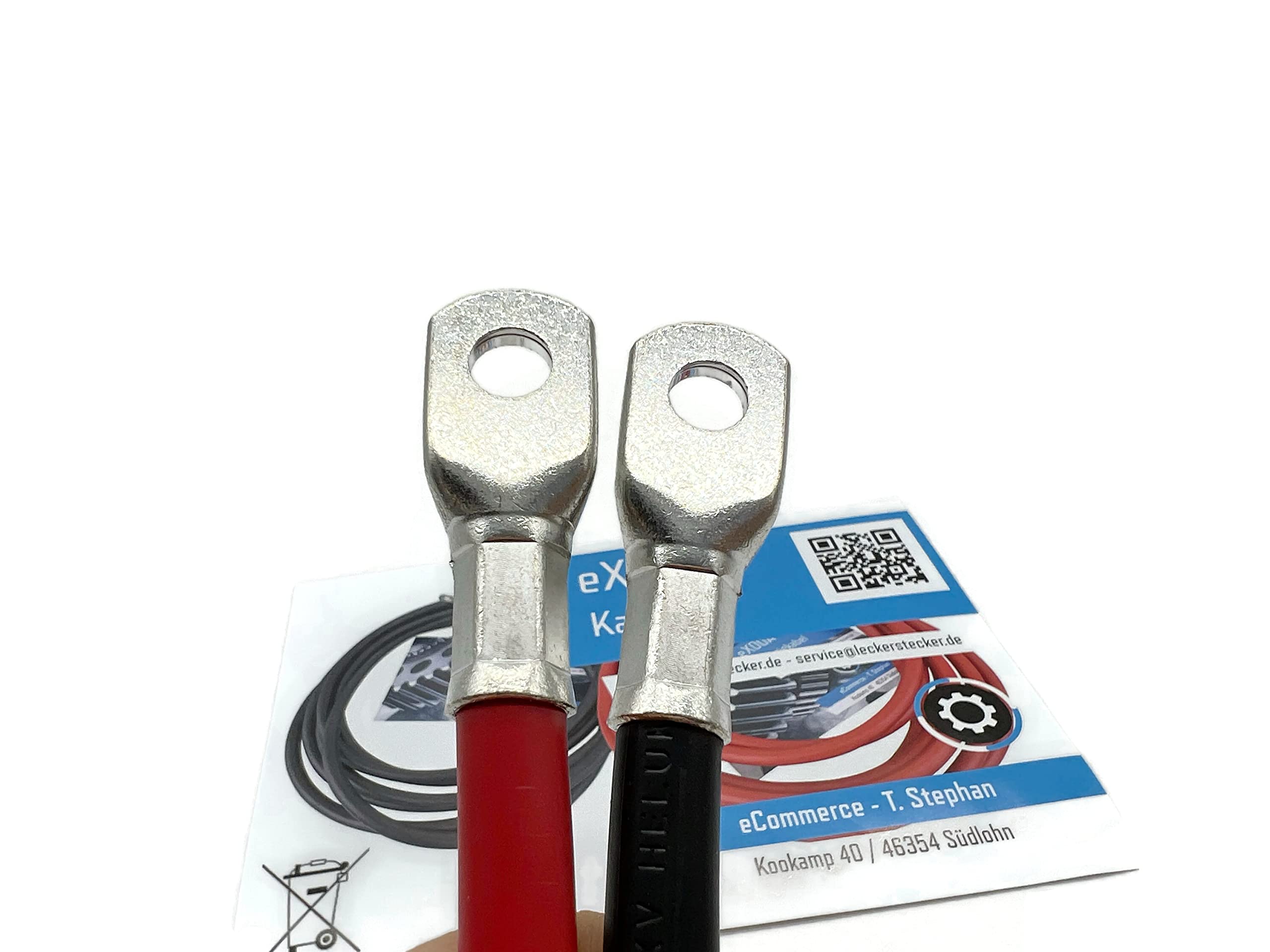 Exoda cavo batteria set 35 mm² 50cm con capocorda M8 rosso nero 99 percent rame resistente al calore fino a 70 per auto barca moto flessibile e durevole
