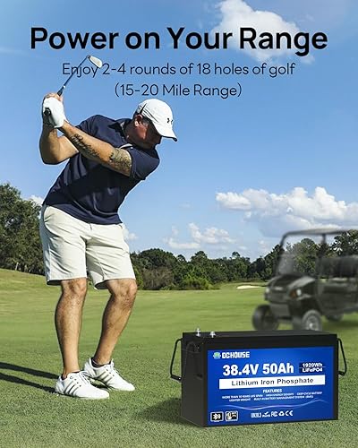 Miniatura 4 de DC HOUSE Batería Lifepo4 de litio para carritos de golf de 36 V 50 AH, con cargador de 36 V 25 A, Bluetooth BMS integrado de 2C 100 A, corte de baja