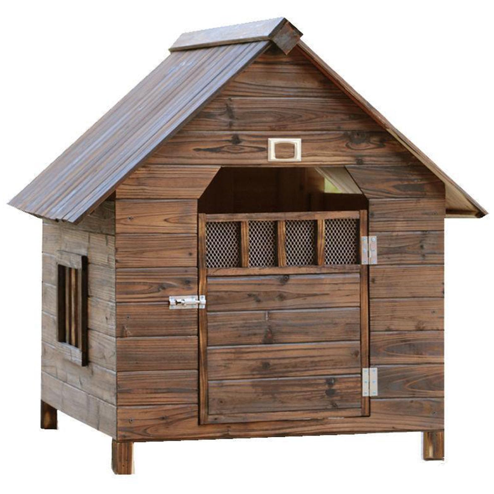 Eiwitany Outdoor Wooden Pet Kennel with Doors and Windows Breathable Ventilation Baffle Sunshade Insulation Four Seasons Universal (XL)