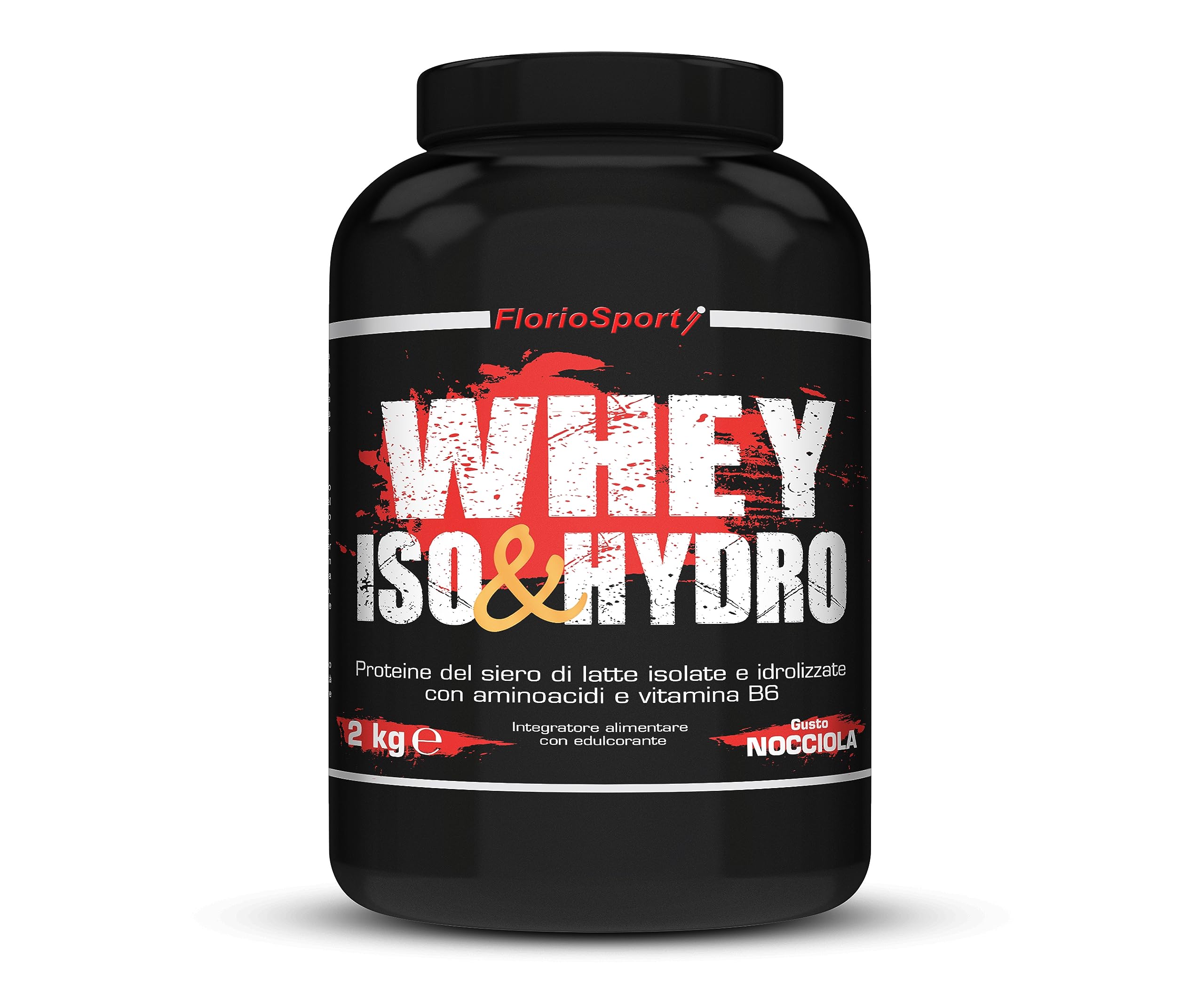 Proteine in Polvere | Whey Protein Iso & Hydro 2000 g FlorioSport | Proteine del Siero del Latte Isolate ed Idrolizzate per la Crescita e mantenimento della Massa Muscolare (Nocciola)