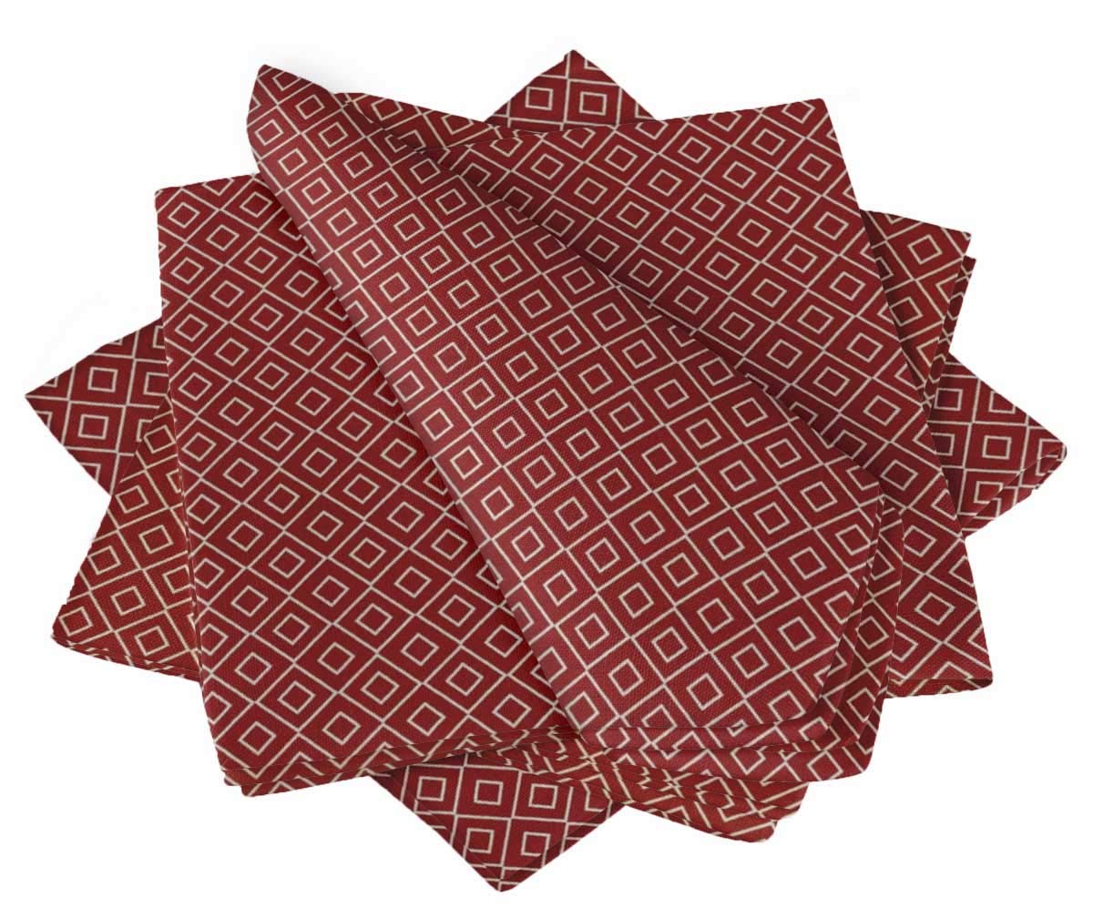 Serviettes en lin rouge diamant S4Sassy de qualité supérieure 4 pcs