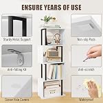 Gadroad 4-Tier Bibliothèque géométrique en forme de S, étagères de rangement décorative en bois, étuves d'affichage autoportantes modernes, bibliothèque étagère pour salon chambre à coucher bureau à domicile, blanc