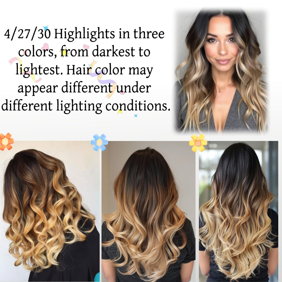 4/27/30 Highlight Loose Bounce Wave Wig Human Hair 13x6 HD Lace Front Wigs Human Hair 200% Density Highlight Body Wave Wig Pre Plucked Baby Hair glueless human hair for Black Women, 34 Inch