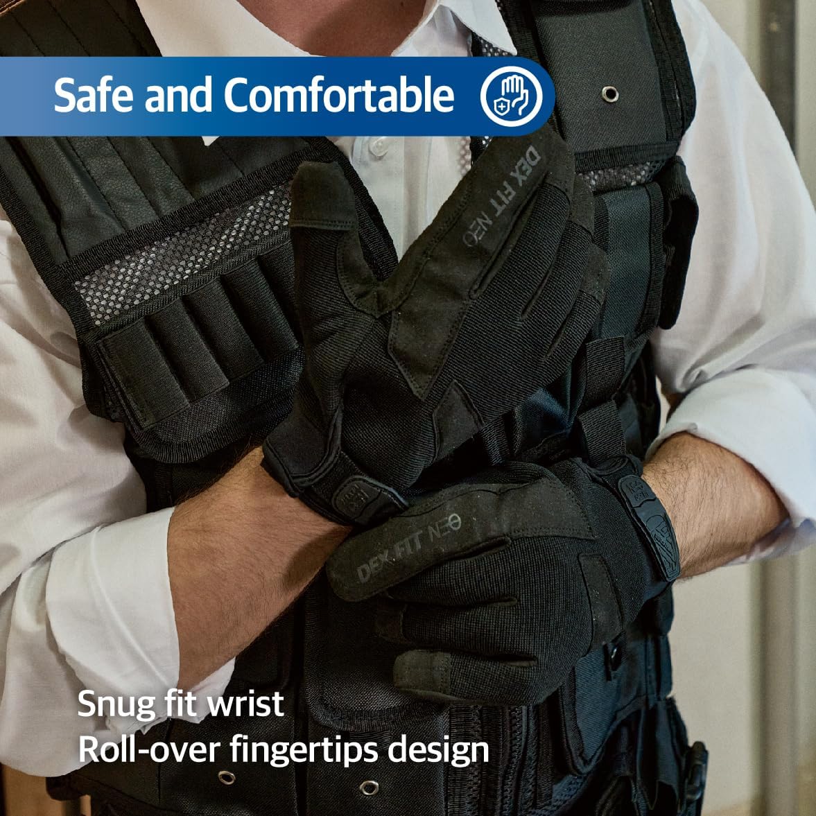 DEX FIT Puncture & Needle, A9 Cut Resistant Gloves NPG420 - Steel Layers, Firm Grip, PU Leather Patch, Touchscreen, Comfortable & Durable Work Gloves for Police, Airsoft; Black XL 1 Pair - Image 5