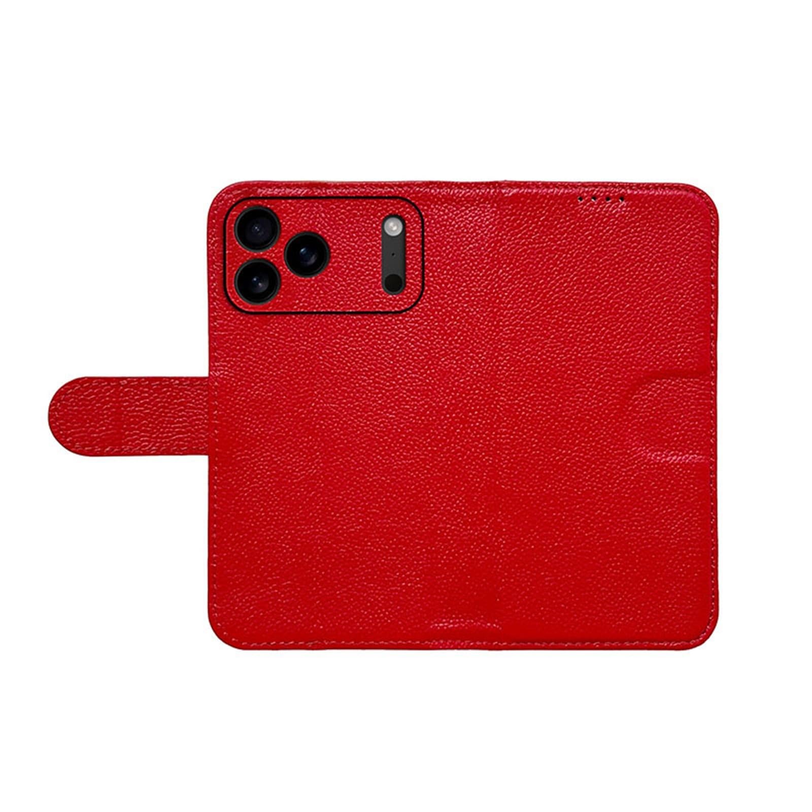 Générique Etui na Iphone 17/17 Pro/17 Pro Max/17 Air, pokrowiec z prawdziwej skóry portfel z klapką etui na karty etui podpórka (czerwony, 17 Pro)