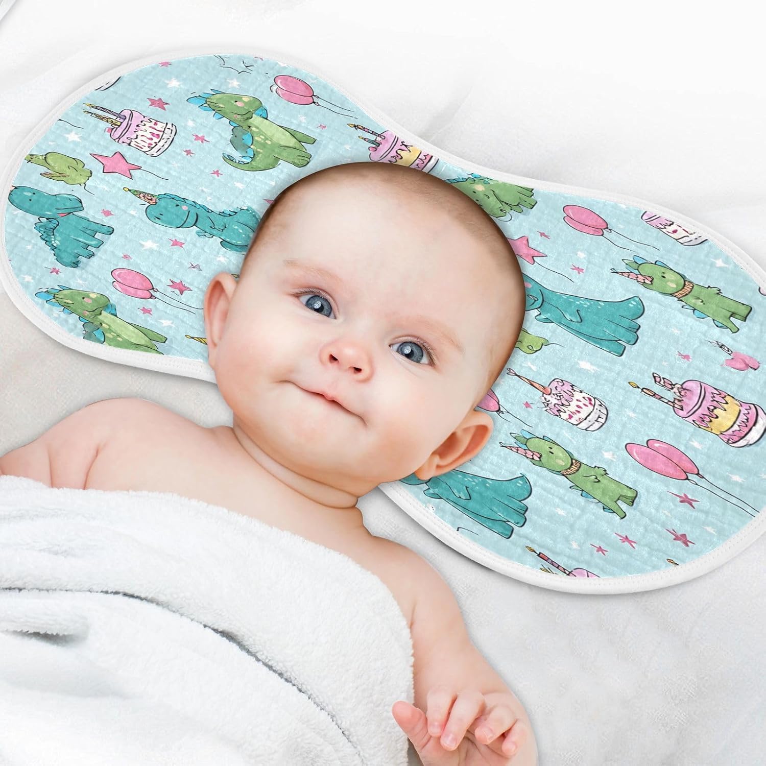 Cute Dinosaurs Baby Burp Cloths 4Pcs Soft Absorbent Muslin Washcloths Bibs Face Towel for Newborn Boys Girls 22 x 11 Inch