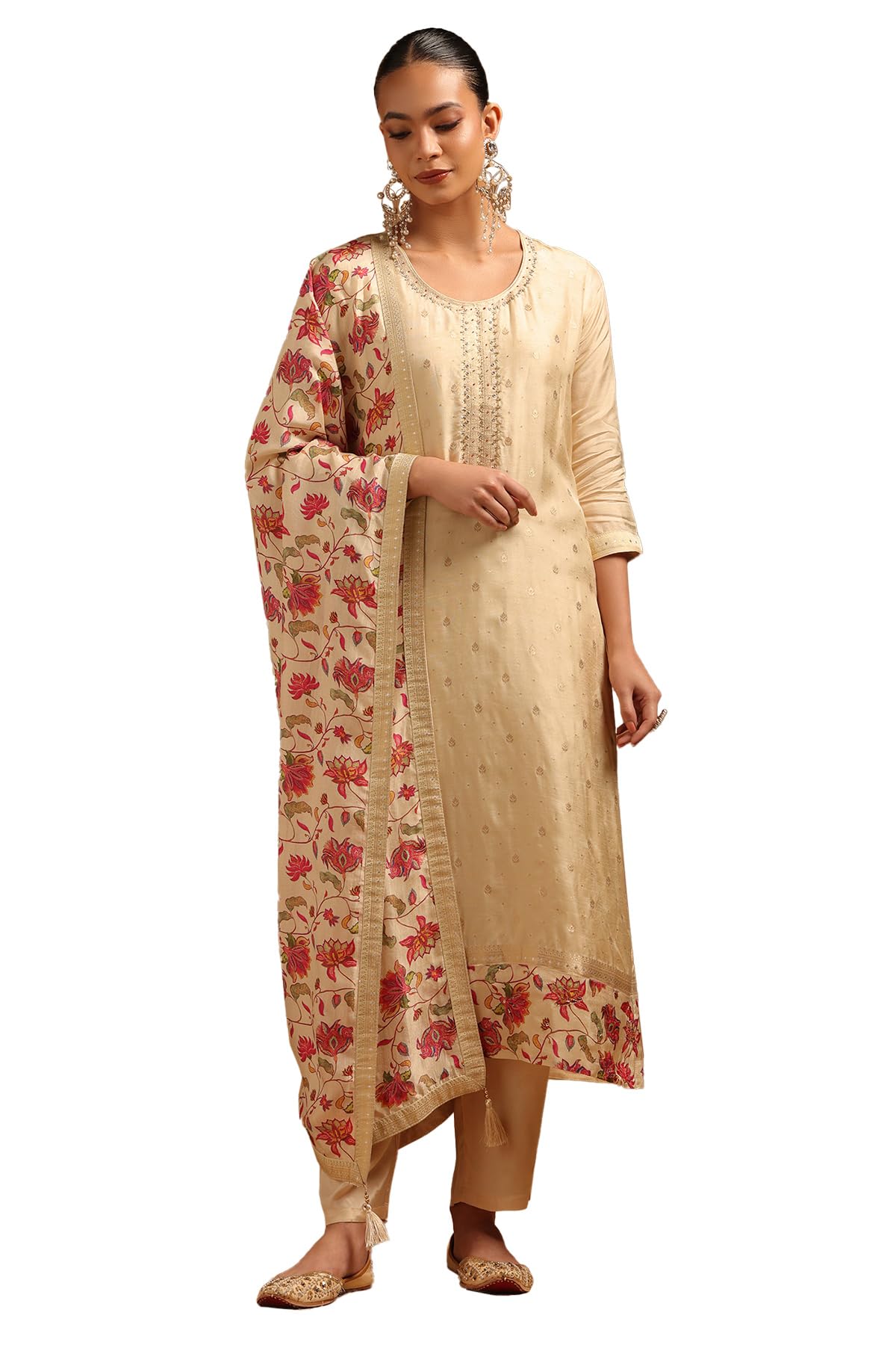 Womens Dola Silk Zari Woven Suit Set With Sequin Details-image-15