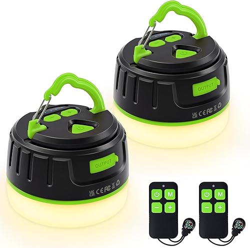 Miniatura 12 de Sinvitron - Linterna LED para campamento recargable con control remoto - 1000 lúmenes, 150 horas de duración, luz para tienda de campaña, 5200 mAh,