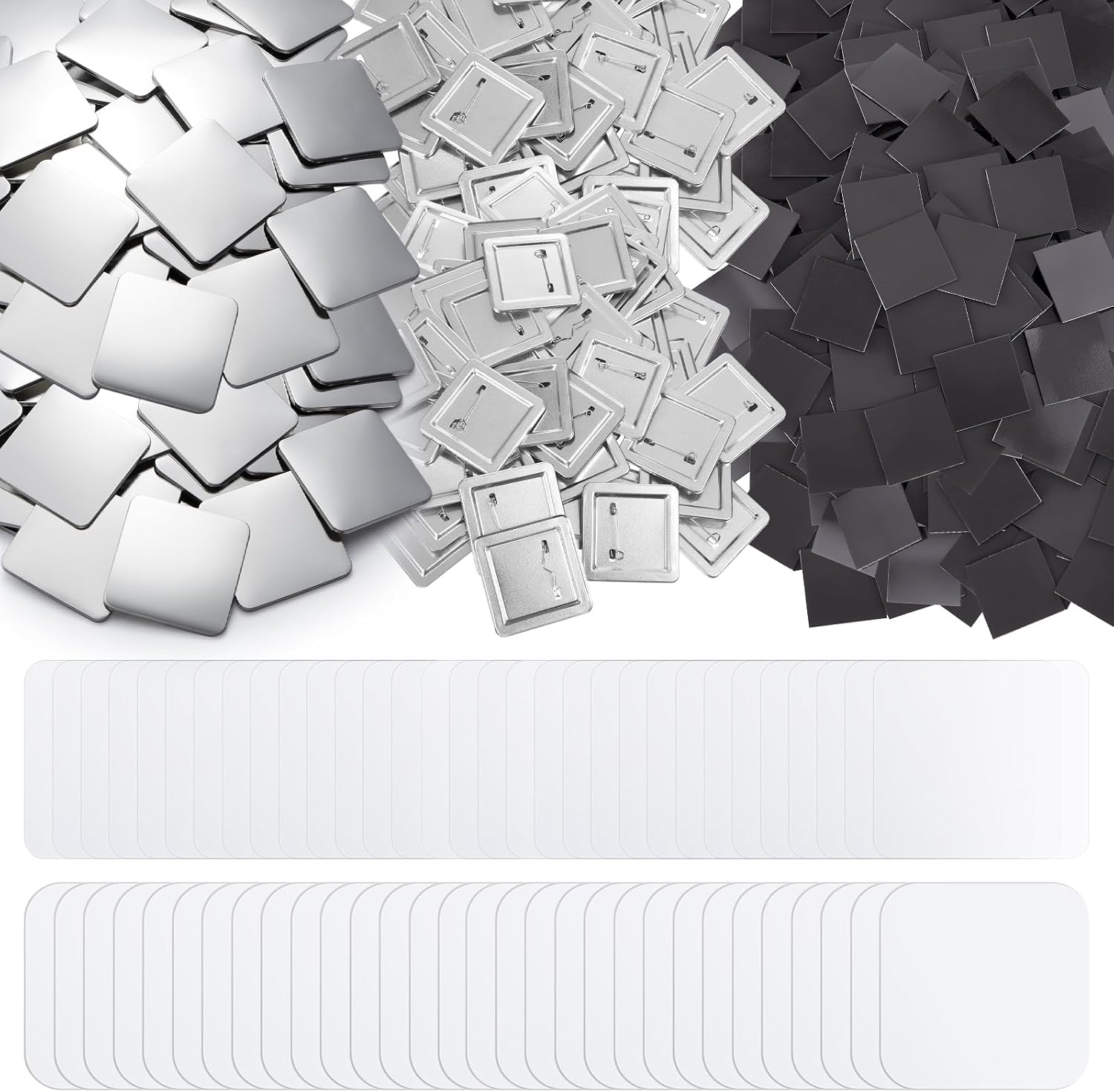 Teenyyou 100 Sets 2 Inch Square Button Magnet Maker Kit, Metal Back Cover
