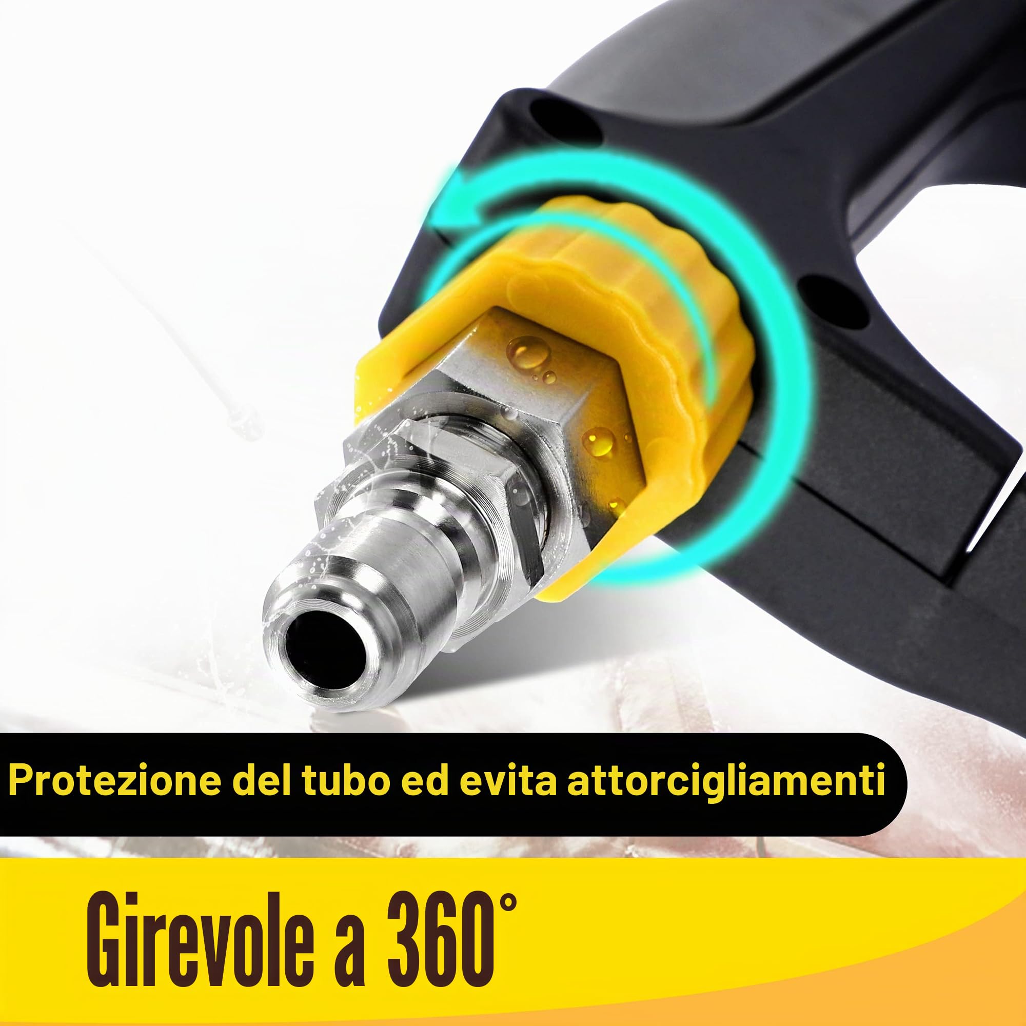 Tool Daily Lancia Schiuma con Pistola per Idropulitrice da 5000 PSI, Pistola con Connettore Rapido Girevole da 3/8'', Cannone Schiuma Regolabile, con Attacchi Rapidi M22 e da 1/4'', Capacità 1,5 Litri