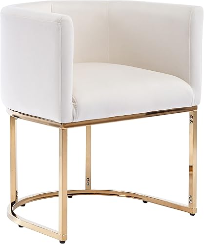 Miniatura 7 de RIVOVA - Sillas de comedor modernas de mediados de siglo sillones tapizados de lino con respaldo y patas de metal dorado sillas laterales para el