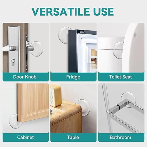 Miniatura 7 de Topes de puerta para pared, paquete de 6 protectores de pared de goma de 2 pulgadas, resistentes autoadhesivos para pared, silenciosos y absorbentes