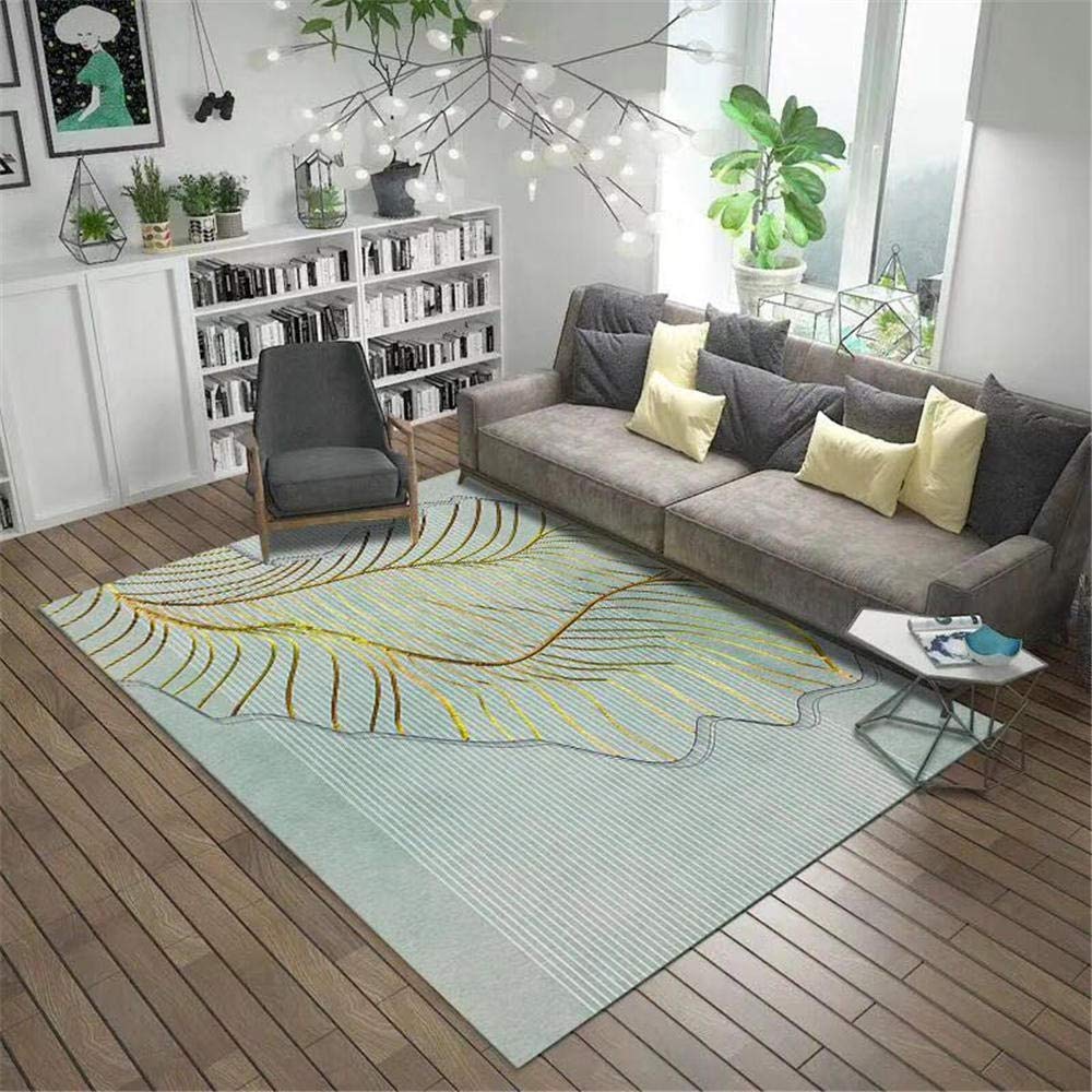 AU-SHTANGroom rug Yellow curve dotted pattern design carpet fashionable balcony color-proof baby crawling carpet rugs for bedrooms -Light green_200x300cm