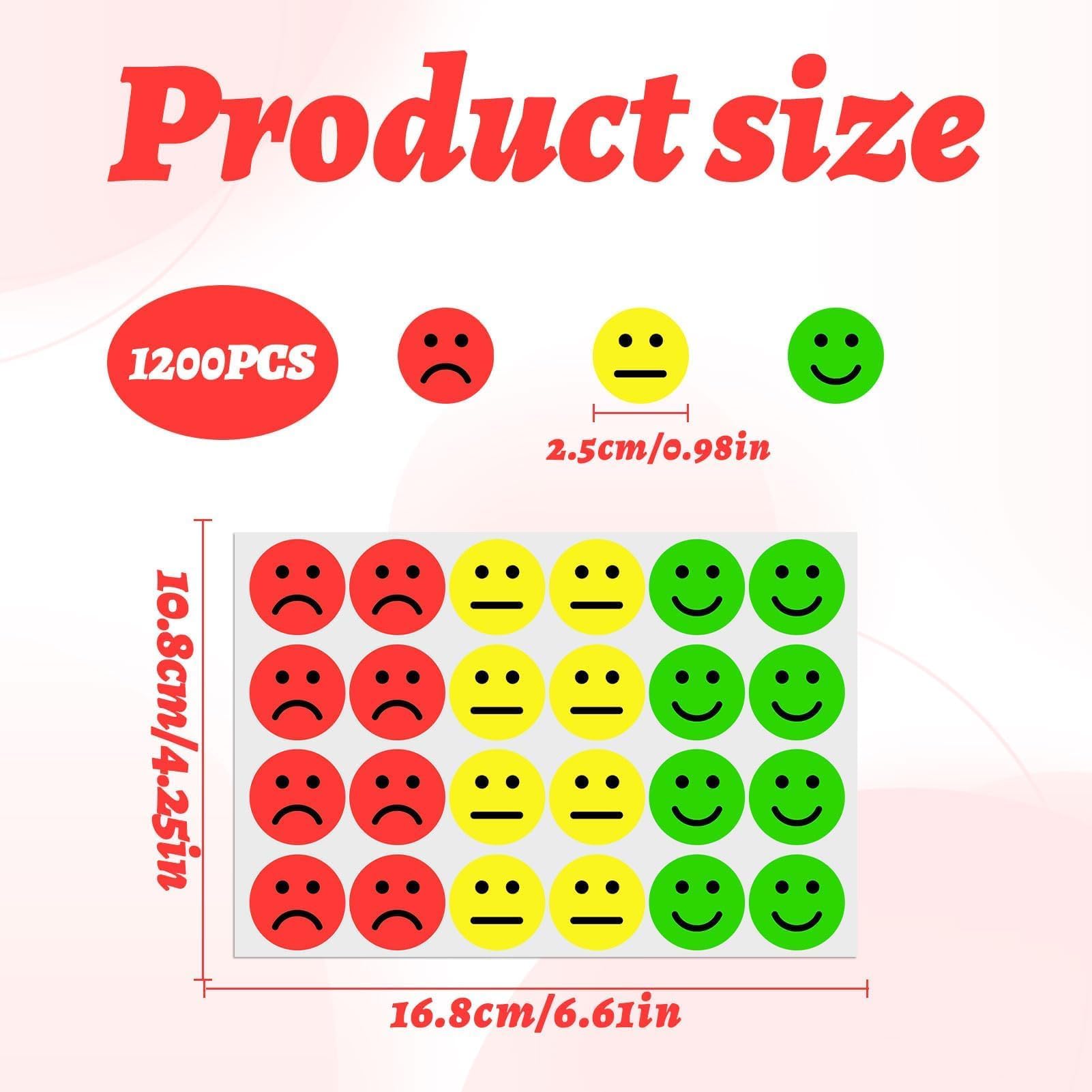 24 vellen emoji stickers, 1 cm Orbicular Multi Emotion Stickers, Smiley grappig, verschillende soorten smiley stickers, klein, cartoon smiley stickers, voor meme, dagboek, notebook, doe-het-zelf