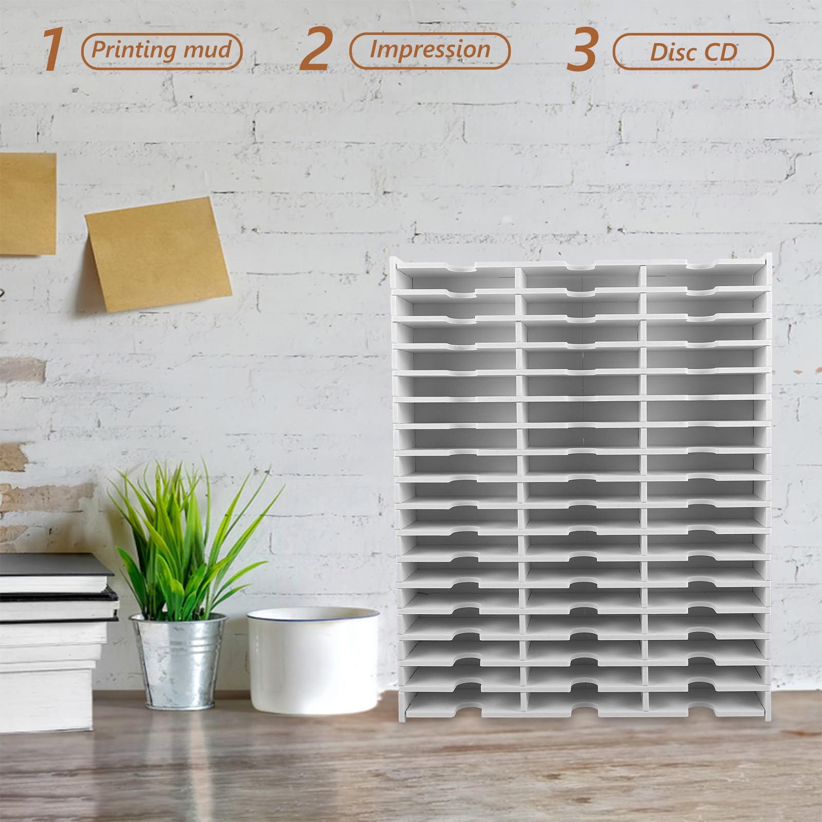 NUOBESTY Aufbewahrungsbox Elegantes Design mit 51 Fächern Weiße Pvc Einfacher Zusammenbau für Stempelkissen und Karten für Klassenzimmer und Büroorganisation