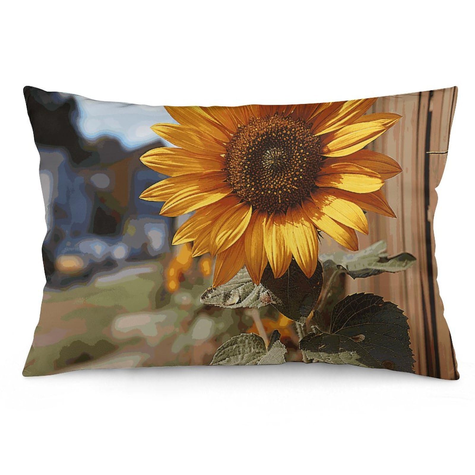 NONHAI 2 Pack Pillow Cases for Hair and Skin, Soft Breathable Pillow Case Covers with Hidden Zipper, Farm Sunflower Pillowcase 12 "x20 Pillow Covers for Sleeping Gift