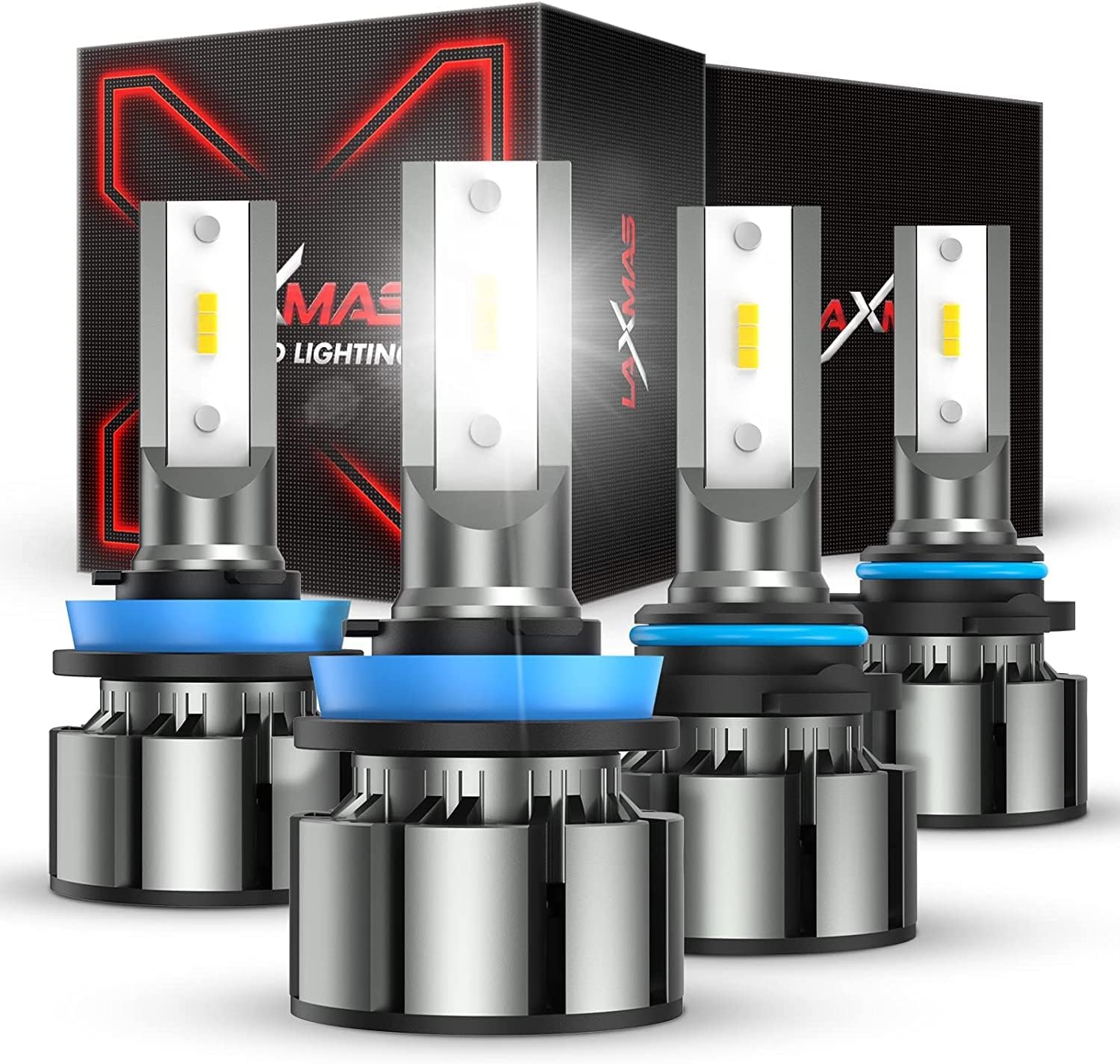 Laxmas H4 bulbs, Real 1:1 Size 6000K Cool white, IP68 waterproof fog bulbs, plug and play, pack of 2