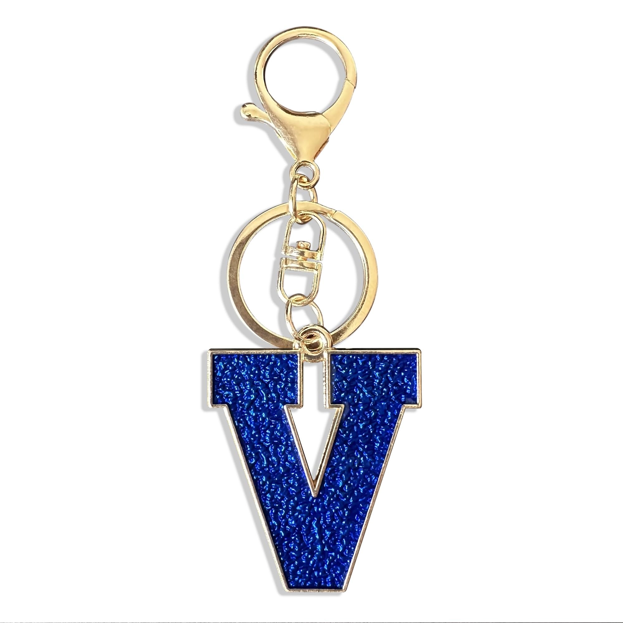 Purple Green Dark Blue Letter A-Z Keychain for Women Men Purse Handbags Metal Alphabet Initial Letter Car Key Ring