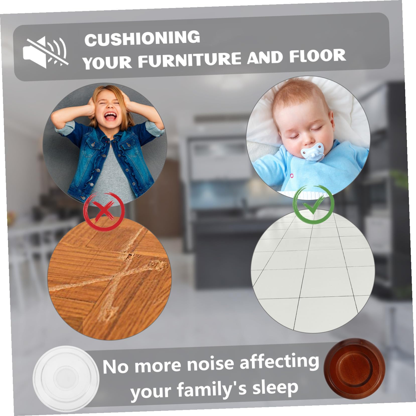 ORFOFE Protectores de Suelo para Piano Vertical, 4 Unidades, ABS, Antideslizantes, Reducción de Ruido y Protección para Patas en Suelos de Madera y Alfombra