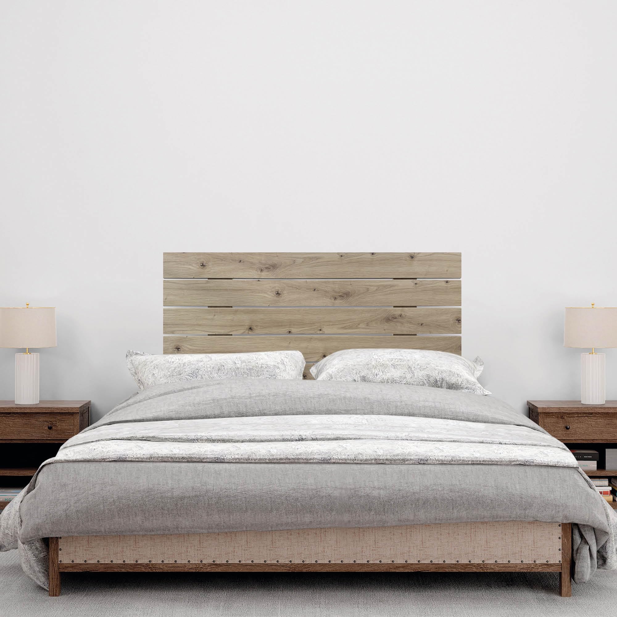 DHOME Recyceltes MDF Holz Kopfteil im Palettenstil Horizontales Bed Pallets Beschläge inklusive (110x46 Palette 5, Eiche)